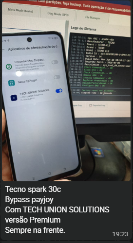 Tecno spark 30c Bypass payjoy Com TECH UNION SOLUTIONS versão Premium