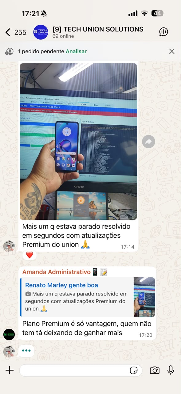 Mais um aparelho parado resolvido em segundos com atualizações Premium.