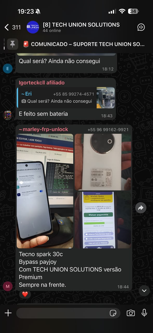 Tecno Spark 30c Bypass PayJoy com Tech Union Premium: “Sempre na frente.”
