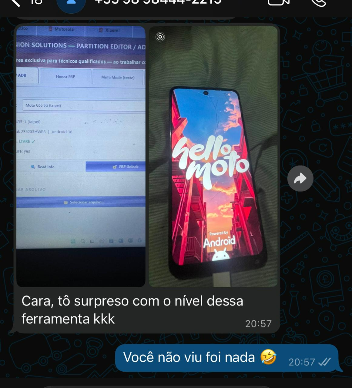 Moto G55 5G (taipei) Android 16. Cara, tô surpreso com o nível dessa ferramenta kkk